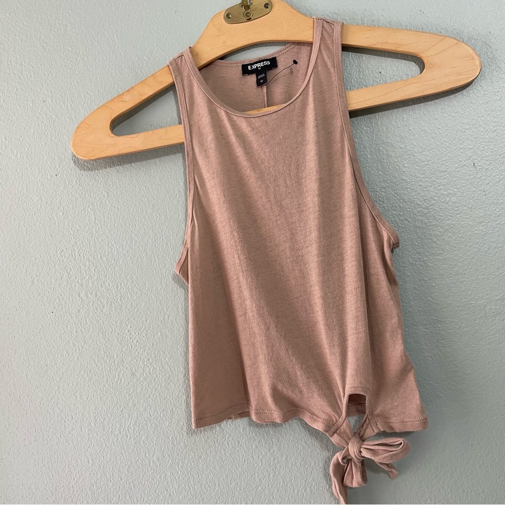 ♦️5/$15♦️ Express | Tan Front-Tie Tank Top - Picture 2 of 4